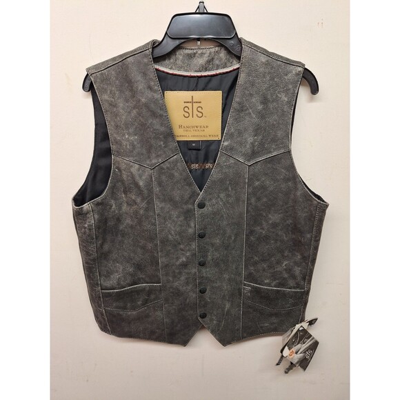 STS Ranchwear Vest Mens Xs The  Western Leather Cowboy Concealed Carry - Picture 1 of 6